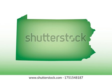 Pennsylvania map using green color with dark and light effect vector on light background illustration