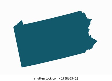 PENNSYLVANIA map vector. blue color on white background.