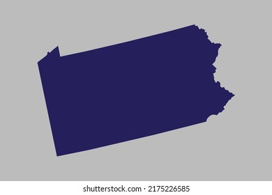 Mapa vectorial de Pennsylvania, color azul, aislado en fondo gris