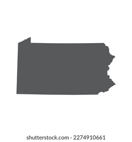 Pennsylvania map vector. Map of Pennsylvania state silhouette vector