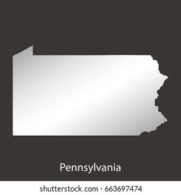 Pennsylvania map,border with chrome,metal shine gradient. Vector illustration