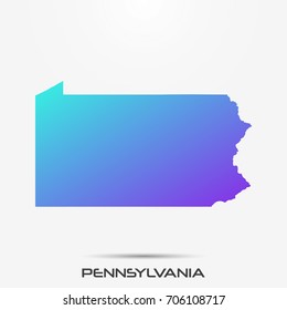 Pennsylvania map,border with purple,turquoise gradient. Vector illustration