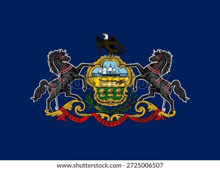 Pennsylvania official state flag. Part of The United States of America. Clean design for print, web, or educational use. Vector illustration.