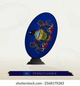 Pennsylvania Rugby Ball on Rugby Kicking Tees with Modern Design. Illustration perfect for sports, national pride, and rugby-related projects.