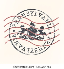 Pennsylvania Stamp Postal. Silhouette Seal. Passport Round Design. Vector Icon. Design Retro Travel. National Symbol.