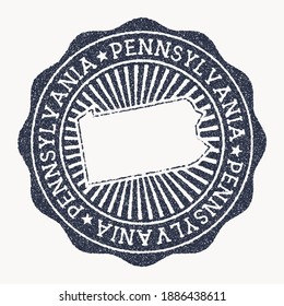 Pennsylvania stamp. Travel rubber stamp with the name and map of us state, vector illustration. Can be used as insignia, logotype, label, sticker or badge of the Pennsylvania.