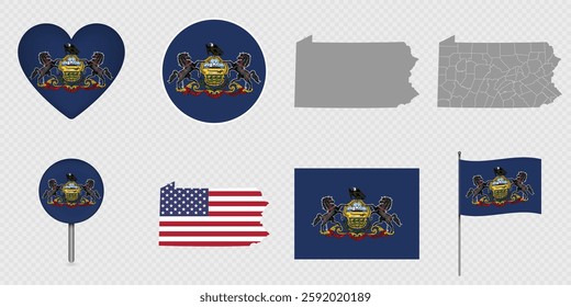Pennsylvania State Flags and Maps Icon Pack.