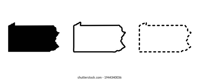 Pennsylvania state isolated on a white background, USA map