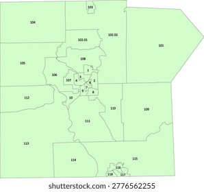 Pennsylvania State Lawrence County vector Census Tract polygon based on Tiger 2020 Census Data