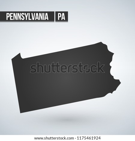 Pennsylvania state map in black on a white background. Vector illustration.