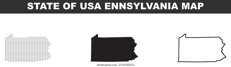 Mapa del estado de Pensilvania en diferentes estilos para varios diseños de mapas de Estados Unidos