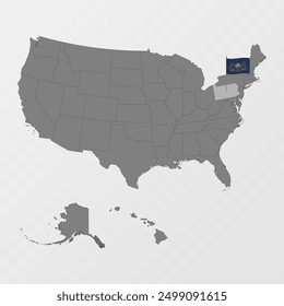 Pennsylvania state map with flagpole. Vector illustration.