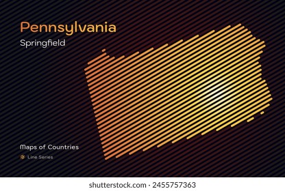 Pennsylvania State Map in a Line Pattern. Stylized simple vector map	