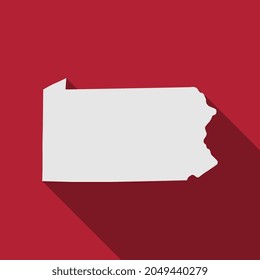 Pennsylvania state map with long shadow