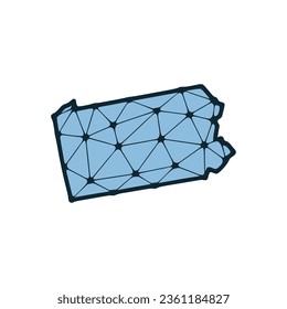 Pennsylvania state map polygonal illustration made of lines and dots, isolated on white background. US state low poly design