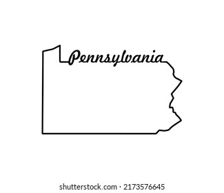 Pennsylvania state map. US state map. Pennsylvania outline symbol. Retro typography. Vector illustration