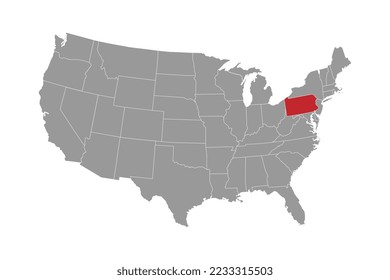 Pennsylvania state map. Vector illustration.