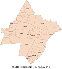 Pennsylvania State Pike County vector Census Tract polygon based on Tiger 2020 Census Data