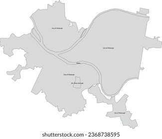 Pennsylvania State Pittsburgh Map of City Boundary