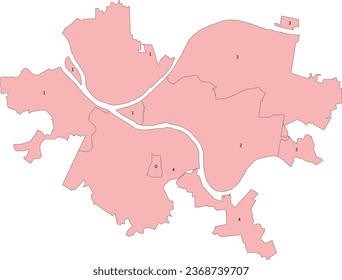 Pennsylvania State Pittsburgh Map of Fire Districts