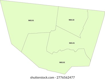 Pennsylvania State Sullivan County vector Census Tract polygon based on Tiger 2020 Census Data