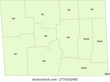 Pennsylvania State Susquehanna County vector Census Tract polygon based on Tiger 2020 Census Data