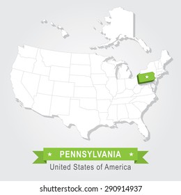 Pennsylvania state. USA administrative map.