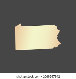 Pennsylvania state of USA map vector outline illustration in gray background. Highly detailed map of Pennsylvania state of United States of America in a creative graphic design