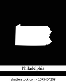 Pennsylvania state of USA map vector outline illustration black and white abstract background. Highly detailed creative map of Pennsylvania state of United States of America prepared by a map expert