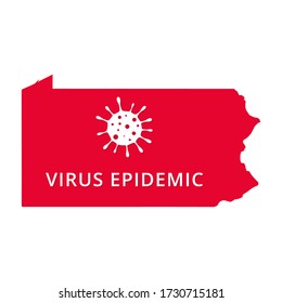 Pennsylvania state Virus Epidemic USA, United States of America map illustration, vector isolated on white background