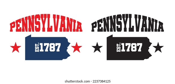 pennsylvania with statemap with EST.1787 establishyear star classic US States theme patriot homeland theme background for advertismrnt banner billboard website template souvernia printing vector eps.