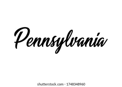 Pennsylvania, diseño de texto. Caligrafía vectorial. Afiche de tipografía. Usable como fondo