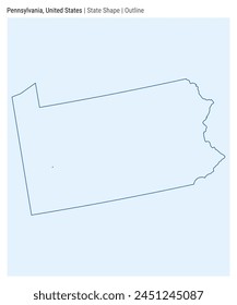 Pensilvania, Estados Unidos. Mapa de Vector simple. Forma Estado. Estilo de esquema. Frontera de Pensilvania. Ilustración vectorial.