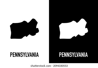 Pennsylvania - U.S. state. Contour line in white and black color on two face background. Map of The United States of America. Vector illustration.