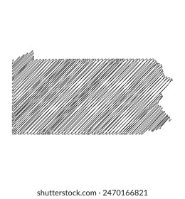 Pennsylvania US state thread map line vector illustration