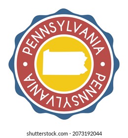 Pennsylvania, USA Badge Map Vector Seal Vector Sign. National Symbol Country Stamp Design Icon Label. 