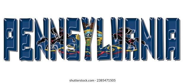 PENNSYLVANIA USA flag text font, 3D PENNSYLVANIA flag colorful background, PENNSYLVANIA flag vector illustration