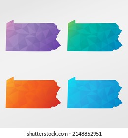 Pennsylvania, USA Low Poly Map Clip Art Design. Geometric Polygon Graphic National Icon. Vector Illustration Symbol.