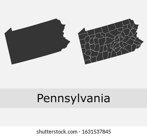 Pennsylvania vector maps counties, townships, regions, municipalities, departments, borders