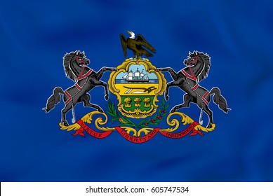 Pennsylvania waving flag. Pennsylvania state flag background texture.Vector illustration.
