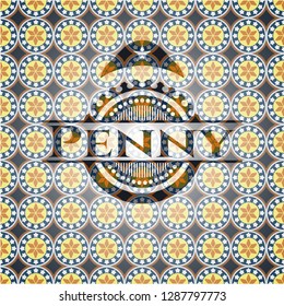Penny arabesque badge. arabic decoration.