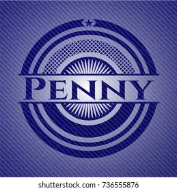 Penny badge with denim background