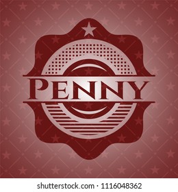 Penny badge with red background