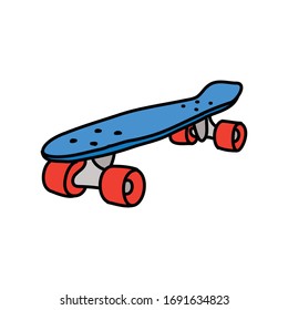 penny board doodle icon, vector illustration