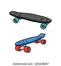 penny board doodle icon, vector illustration