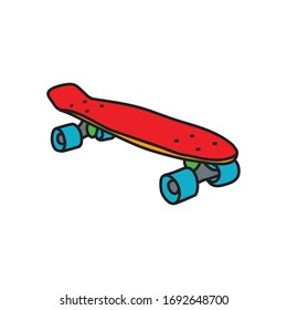 penny board doodle icon, vector illustration