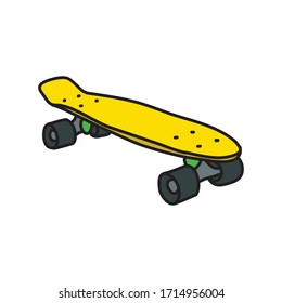 penny board doodle icon, vector illustration