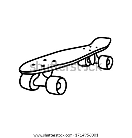 penny board doodle icon, vector illustration