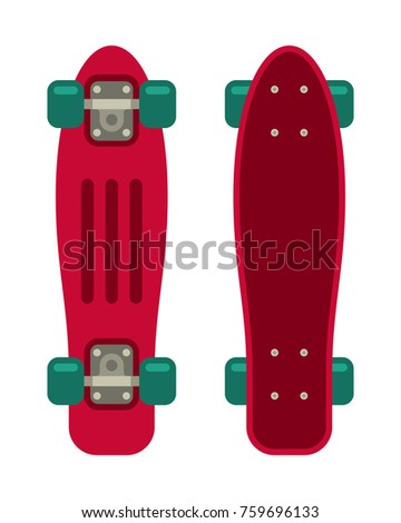 penny board plastic skateboard in flat style vector illustration
