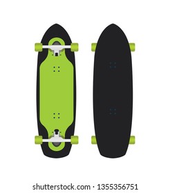 Penny board, plastic skateboard top and 
bottom view - vector